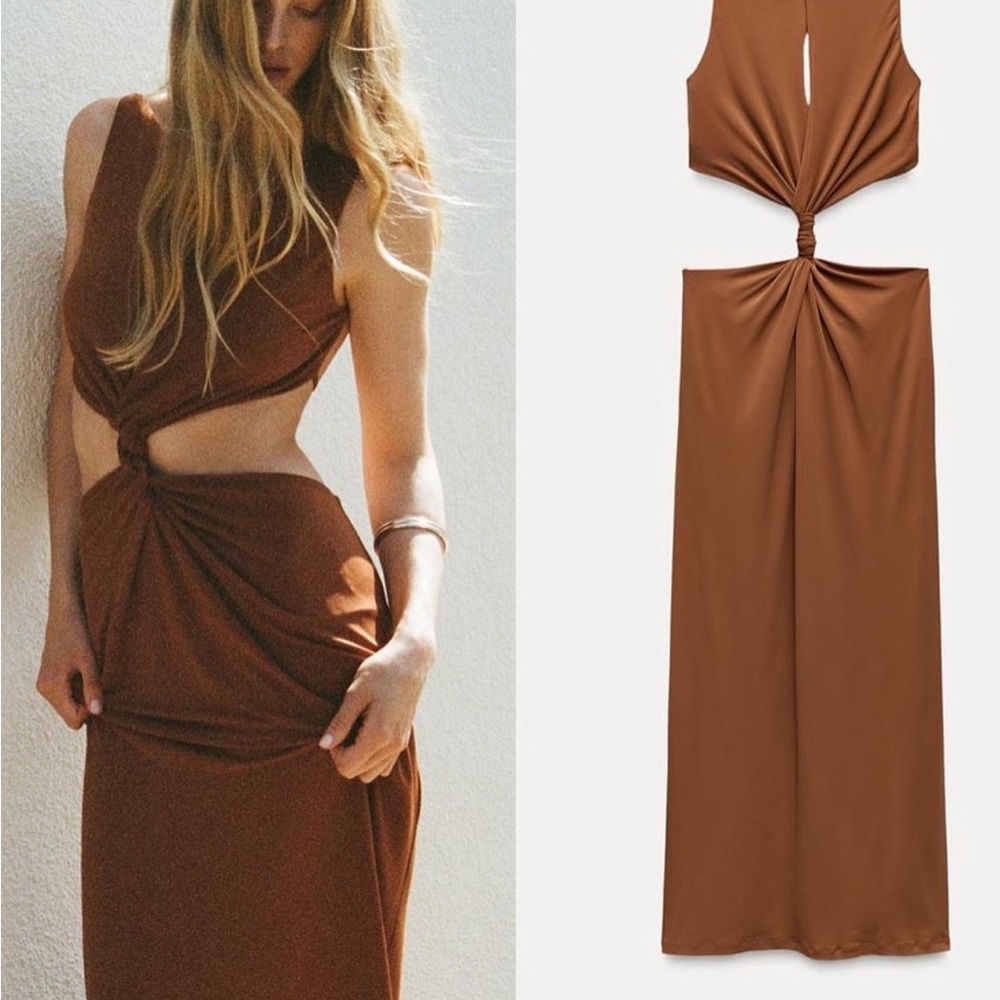 Zara Brown Backless Dress